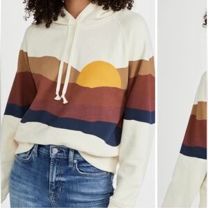 Women’s Faherty Soleil Hoodie Size Medium Cream/Brown